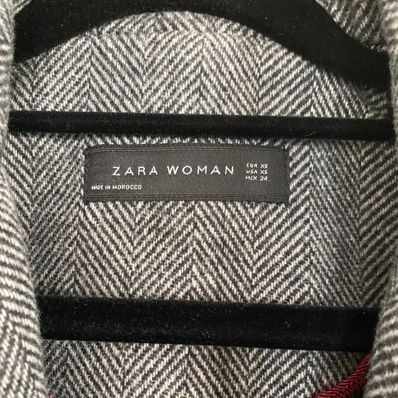 Zara Women Gray Masculine Herringbone Coat XS - Picture 6 of 14